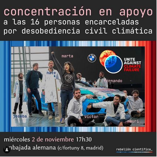 Concentración de apoyo por los miembros de Rebelión Científica encarcelados